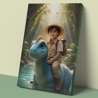 ✨ المستكشف الصغير… مغامرة سحرية في الأدغال 🌿🦖